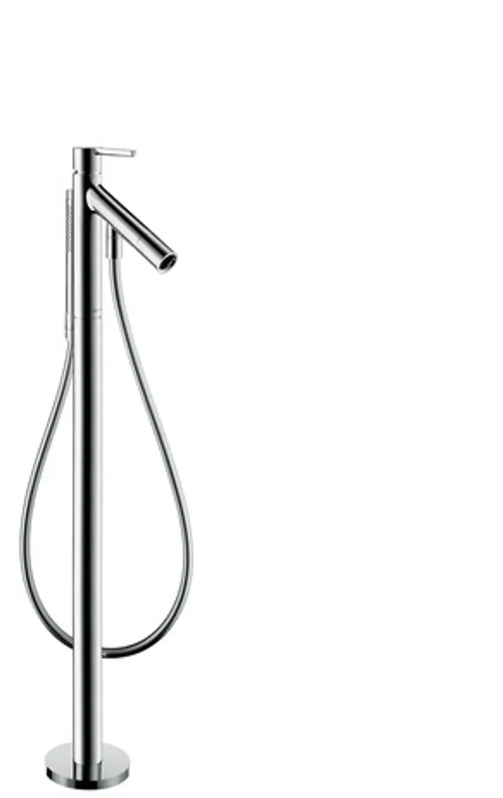 Bodenstehender Einhebel-Wannenmischer aus Chrom von AXOR mit schlankem Design und flexibler Handbrause, geeignet für moderne Badezimmerinstallationen.